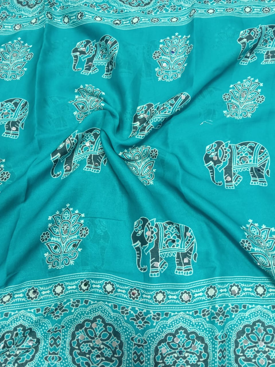 Sj131 elephant mirror work saree