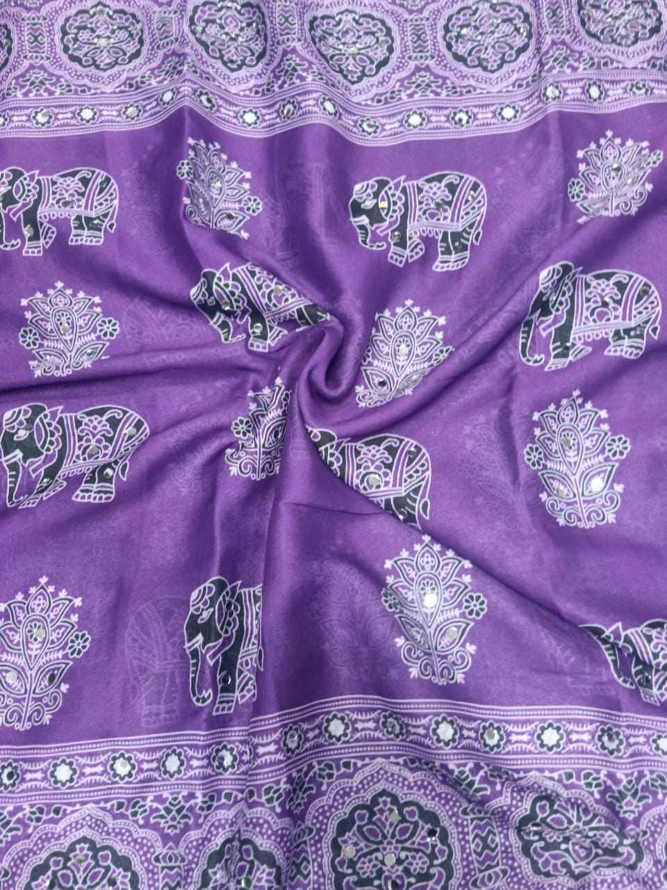 Sj131 elephant mirror work saree