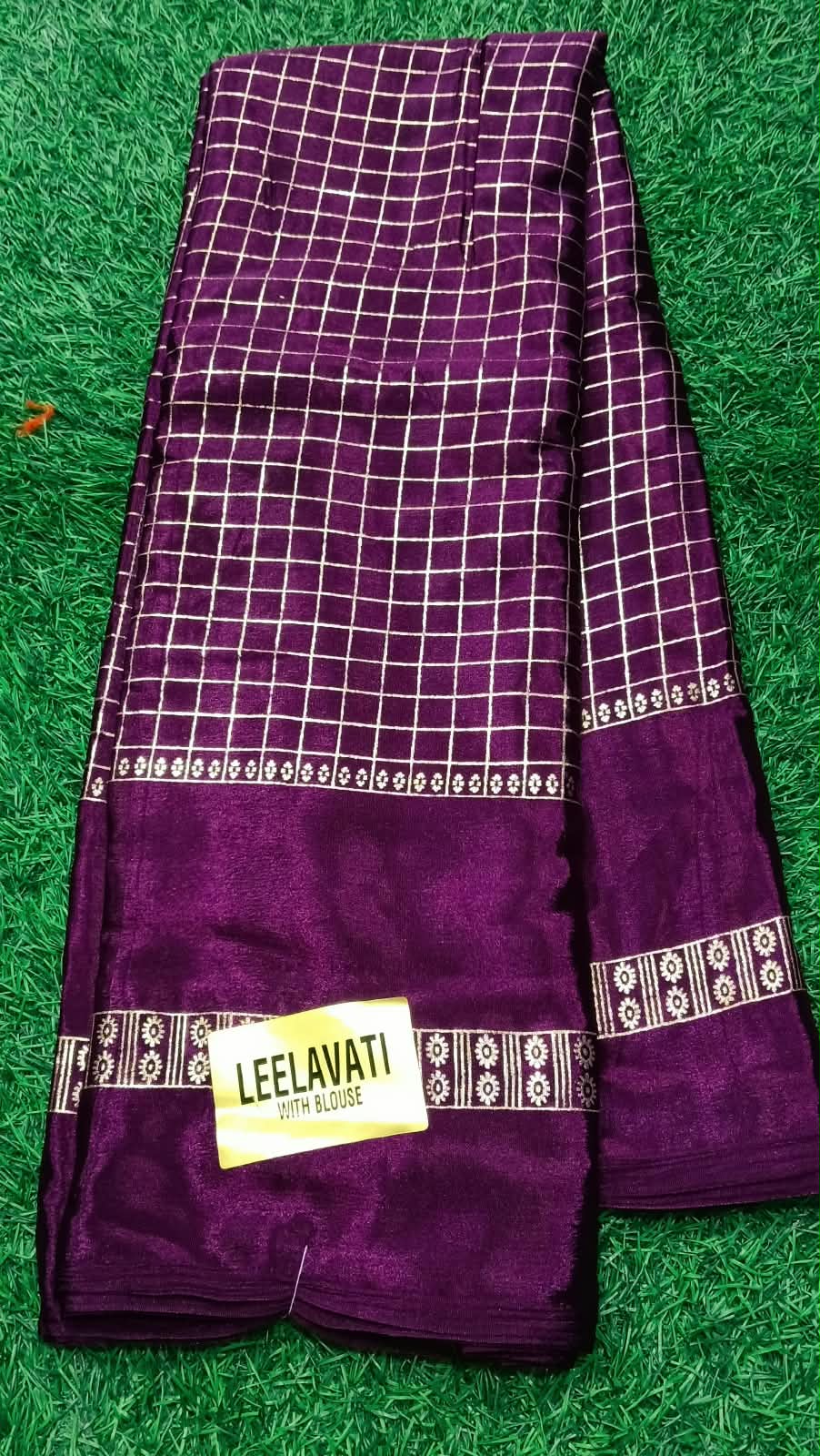 SJ135CHECKED PATTERN GRAP SILK SAREE WITH ZARI PATTERN