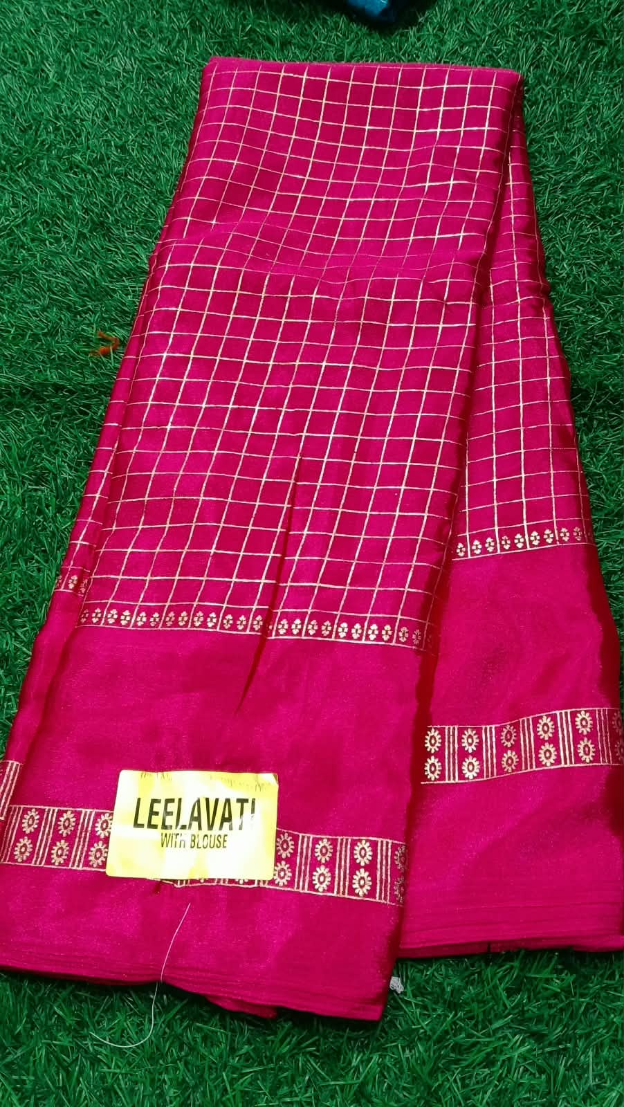 SJ135CHECKED PATTERN GRAP SILK SAREE WITH ZARI PATTERN