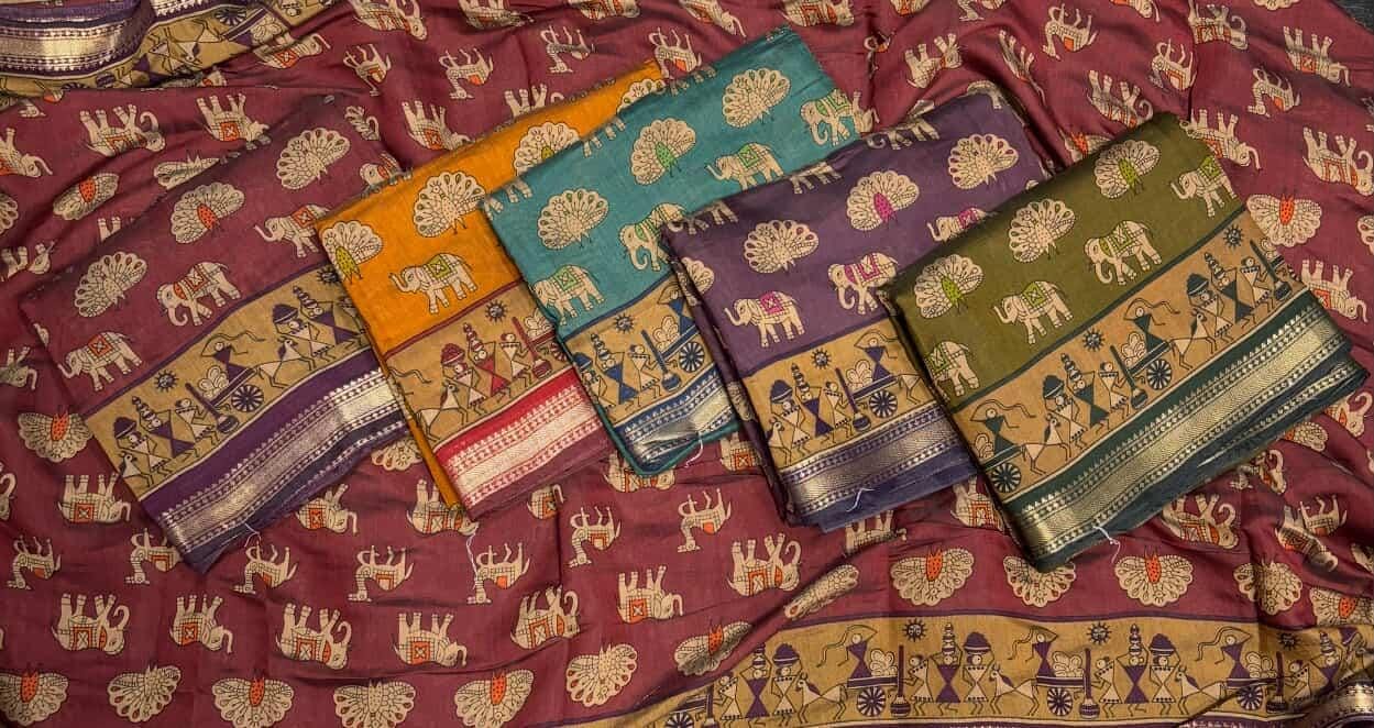 SJ031 OPULENT KALAMKARI SAREE WITH CONTRAST BLOUSE